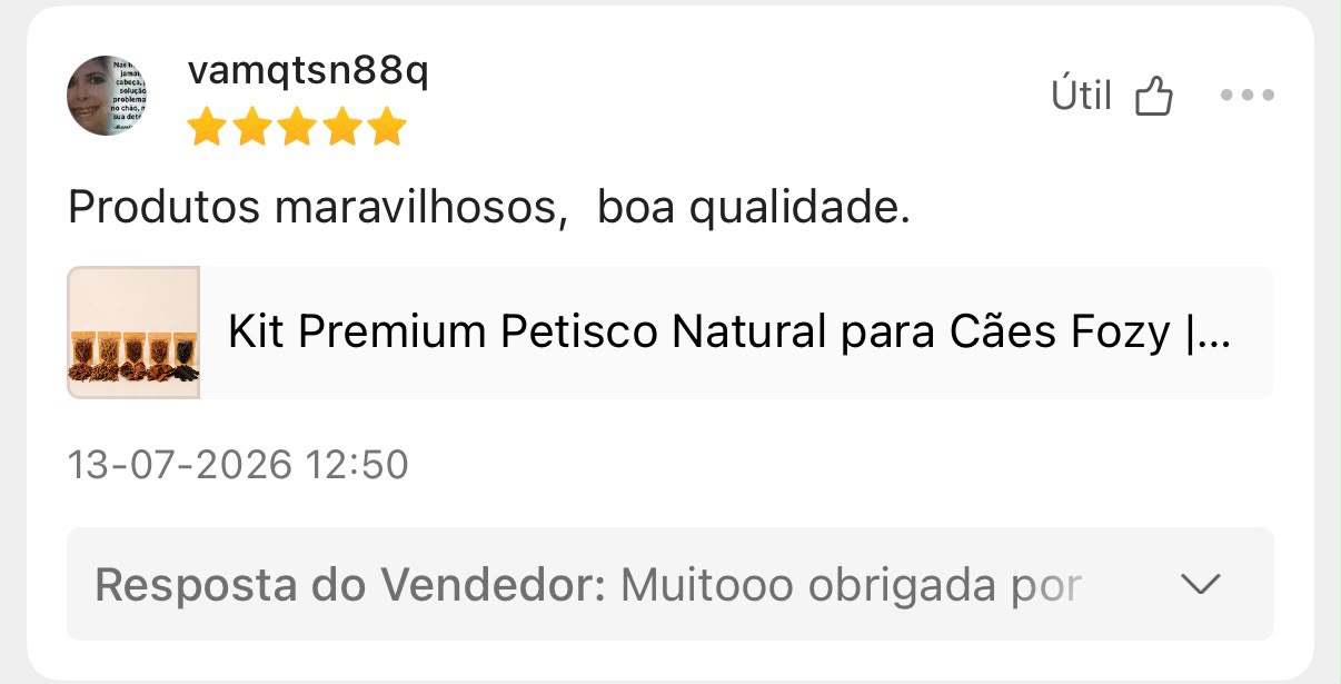 Avaliação de cliente FOZY 16
