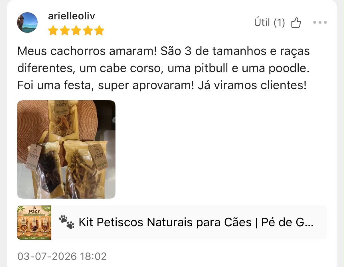 Avaliação de cliente FOZY 19